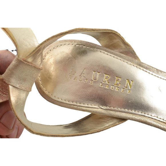 Ralph Lauren Gold Ankle Strap Heels - Picture 4 of 6